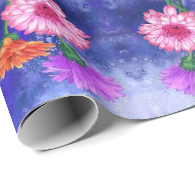 Gorgligt tre Färg-Gerberas - Miged Teckning Art Presentpapper (Rullad Hörn)