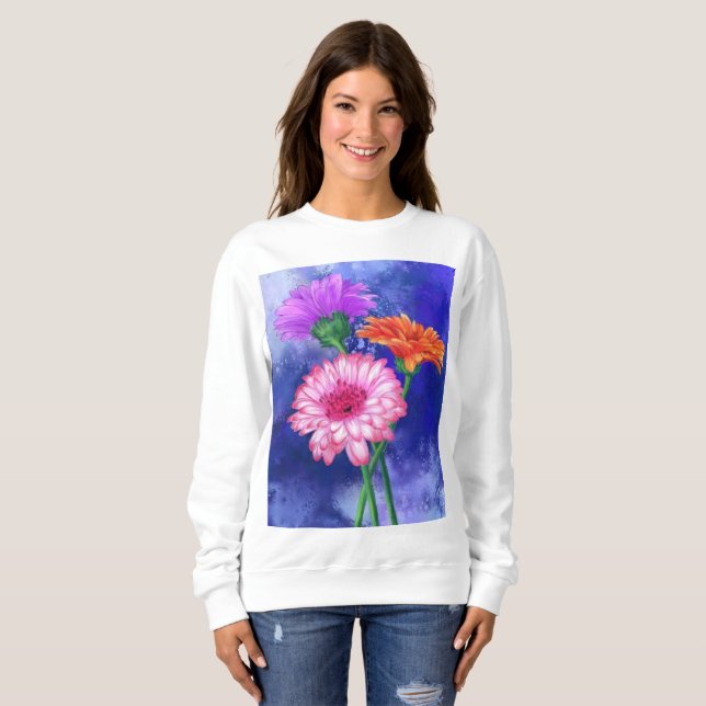 Gorgligt Tre Färg Gerberas Sweatshirt T Shirt (Hel framsida)