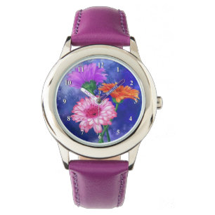 Gorgligt Tre Gerberas Watch Färg - Målning Armbandsur