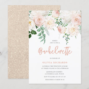 Gorgligt & vit Blommigt Bachelorette Party Inbjudningar