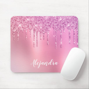 Gorgna droppar från rosa ros guld och lila glitte musmatta