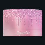 Gorgna droppar från rosa ros guld och lila glitter iPad mini skydd<br><div class="desc">Den här söt ipad cover-designen har faux guld och lila som droppar glitter metallisk struktur och elegant som kalligrafteckensnitt.</div>