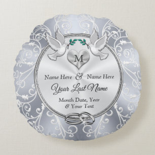 Gorgna monogrammade bröllopsgåvor till briderna rund kudde