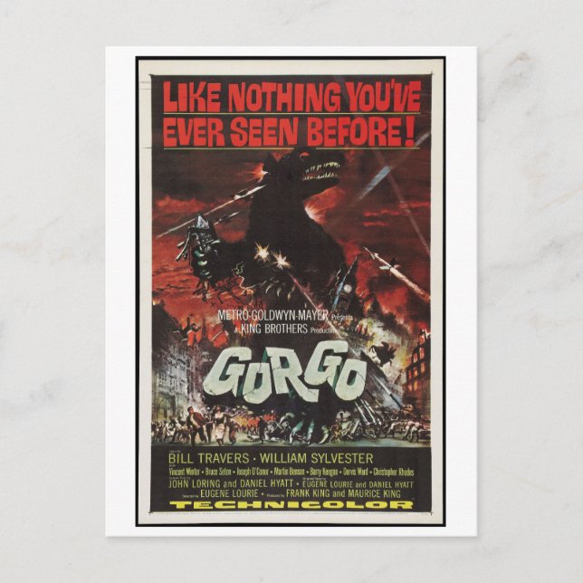 Gorgo 1961 Sci Fi Horror Film Retro Vykort (Framsida)