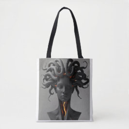 Gorgon Abstract Graphite Tote Bag Tygkasse