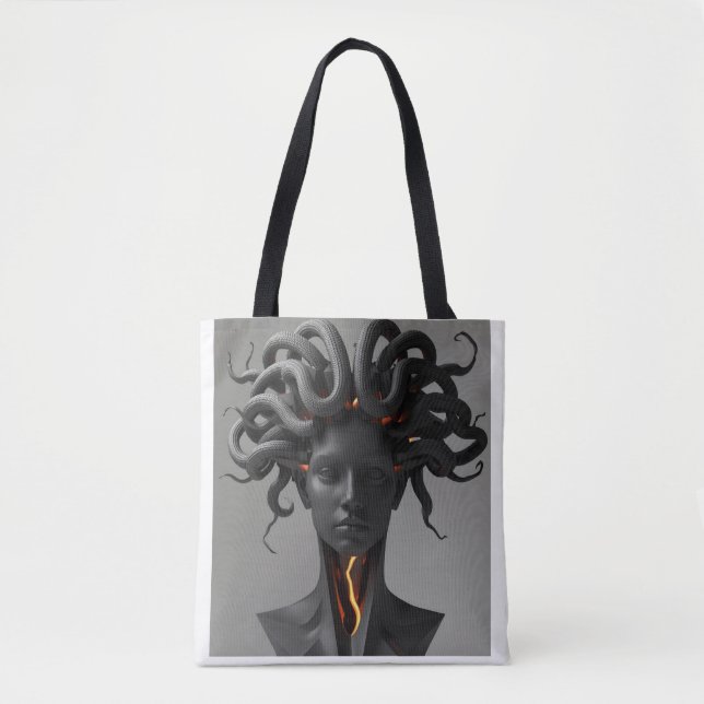 Gorgon Abstract Graphite Tote Bag Tygkasse (Framsida)