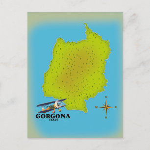 Gorgona Italien karta reseaffisch. Vykort