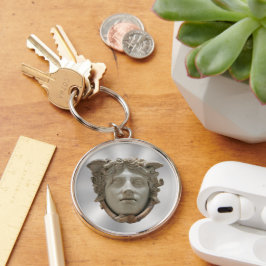 Gorgoneion Rund Silverfärgad Nyckelring