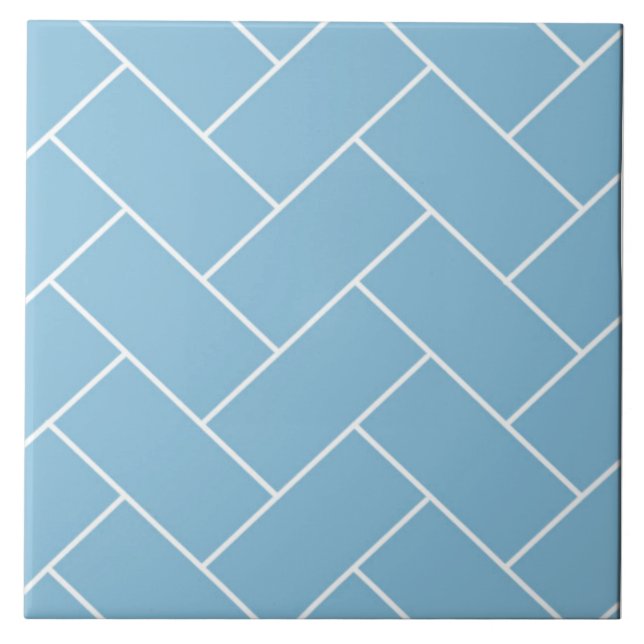 Gorgöst Blue Herringbone Design Ceramic Tile. Kakelplatta (Framsidan)