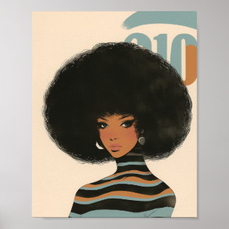 Gorgous African American Woman med en Afro Poster