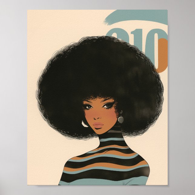 Gorgous African American Woman med en Afro Poster (Framsidan)