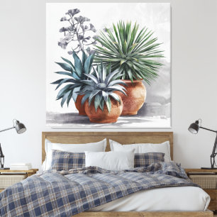 Gorgous Agave Plants in Rustic Terracotta Pot Canvastryck
