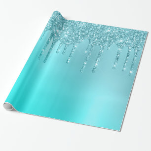 Gorgous aqua blue mynta & turquise glitter dricks presentpapper