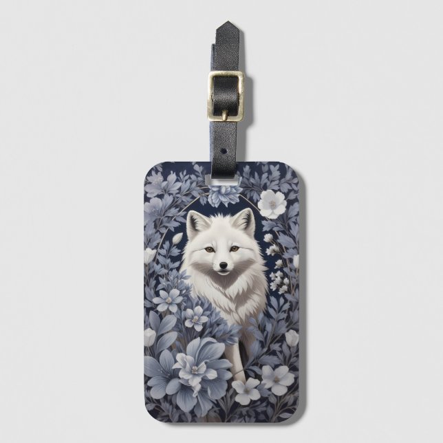 Gorgous Arctic Fox William Morris Inspired Bagagebricka (Framsida vertikal)