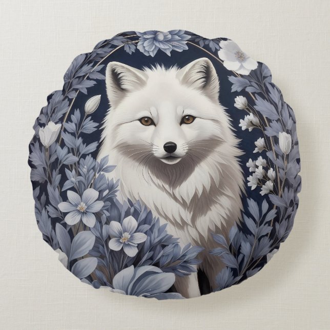 Gorgous Arctic Fox William Morris Inspired Rund Kudde (Framsidan)