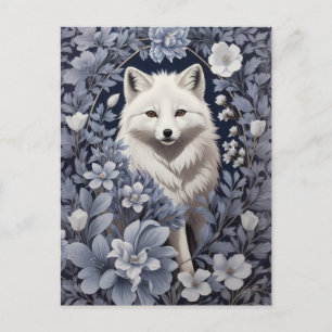 Gorgous Arctic Fox William Morris Inspired Vykort
