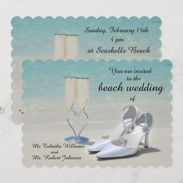 Gorgous Beach Wedding-inbjudan Inbjudningar (Fram/baksida)