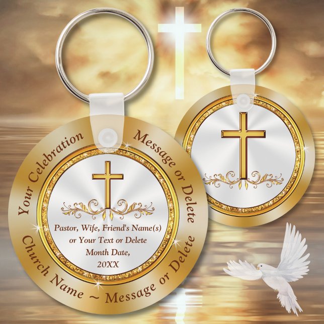 Gorgous Billigt, Church Souvenirs för årsdagen. Nyckelring (Christian Party Favors. Personalized, Church Anniversary Party Favors. Inexpensive church gifts.)