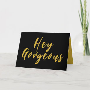Gorgous, Black and Guld Birthday Card Meddelande