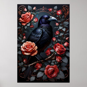 Gorgous Black Raven Ro Garden Poster