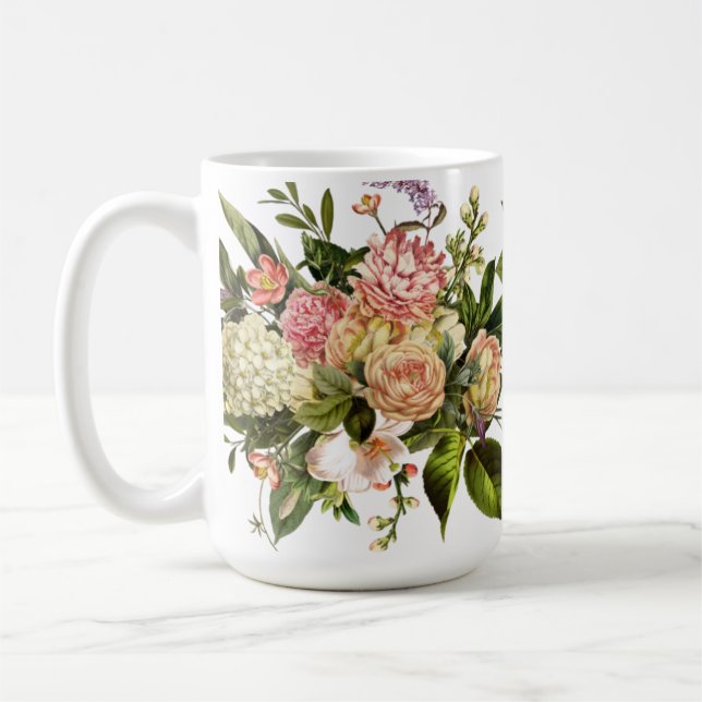 Gorgous Blommigt Mugg, Hydrangea, Lilac, Ro Kaffemugg (Vänster)