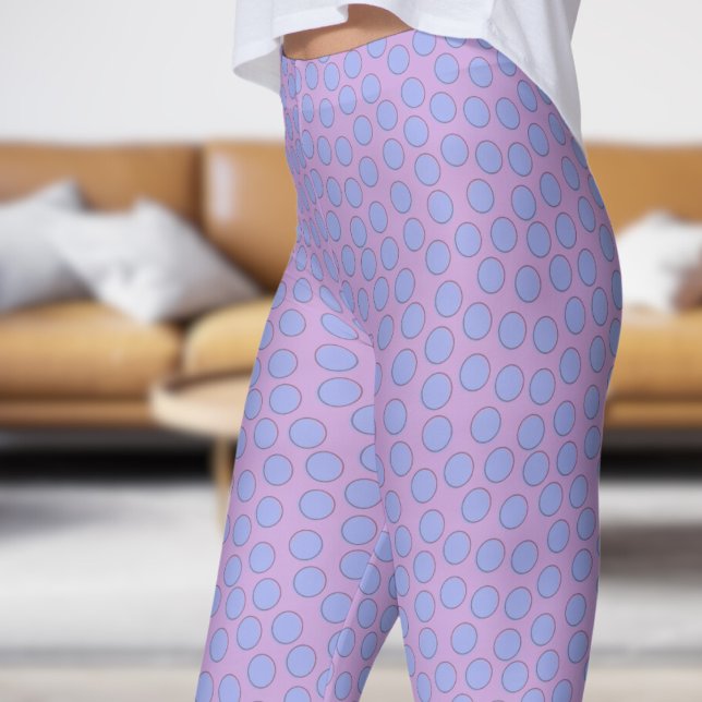 Gorgous Blue och Wisteria Polka Dot Mönster Leggings (Gorgeous Blue and Wisteria Polka Dot Pattern Leggings)