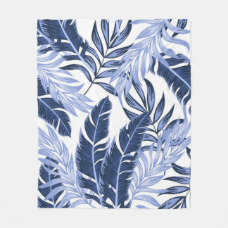 Gorgous Blue Tropical Mönster Fleecefilt