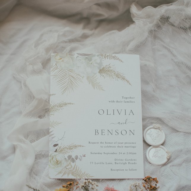 Gorgous Boho & Ivory Blommigt Bröllop Inbjudningar (Skapare uppladdad)
