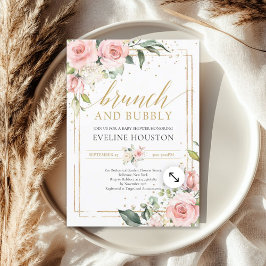 Gorgous boho rosa blommigt brunch och bubbel inbjudningar