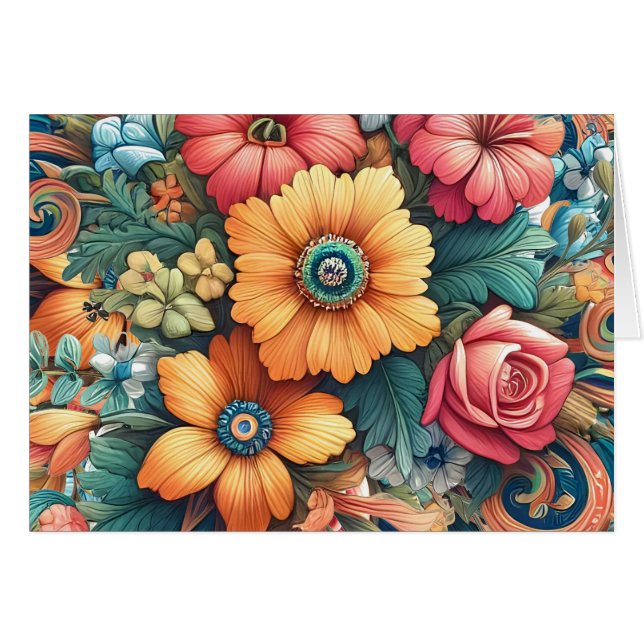 Gorgous Bouquet of Flowers Hälsningskort (Framsidan Horizontal)