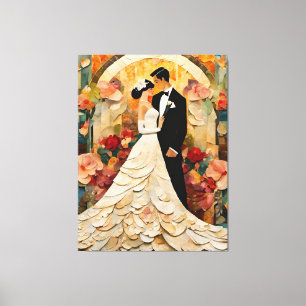 Gorgous Bride and Groom Collage Canvastryck