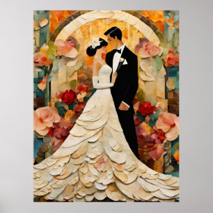 Gorgous Bride and Groom Collage Poster