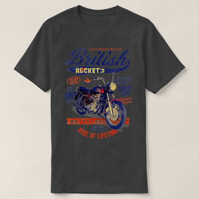 Gorgous BSA Rocket 3 British Motorcle Classic V T Shirt (Design framsida)