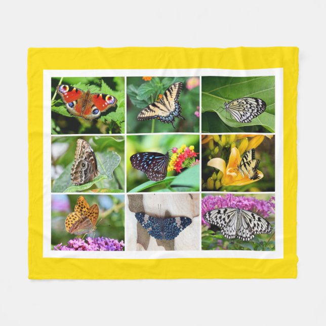 Gorgous Butterflies Collage, 9 foton Fleecefilt (Framsidan (Horisontell))