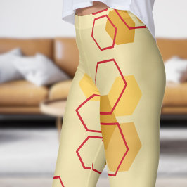 Gorgous Champagne White Honeycomb Mönster Leggings