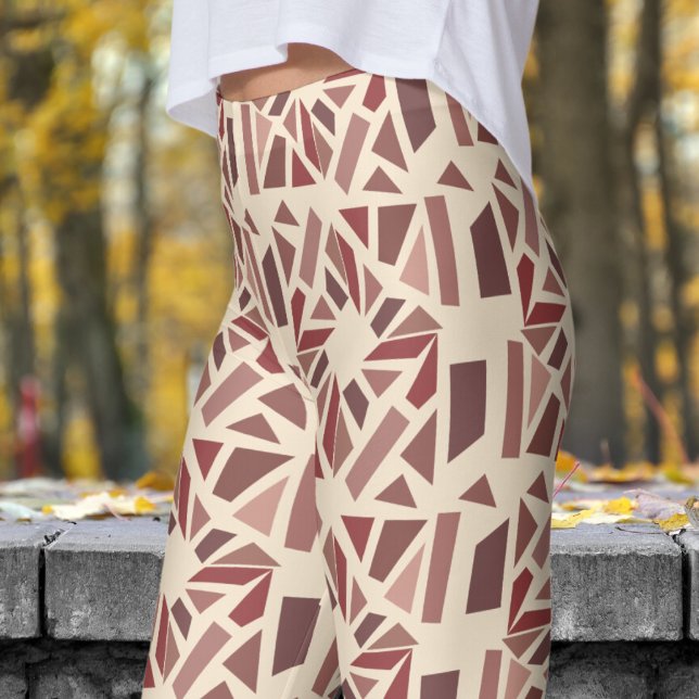 Gorgous Champagne White Mosiac Mönster Leggings (Blocks Mosiac on Champagne White Leggings)