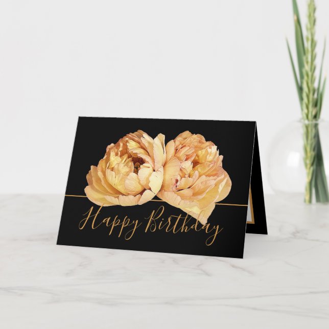 Gorgous Cream Peony Chic Blommigt Bouquet Birthday Kort (Framsida)