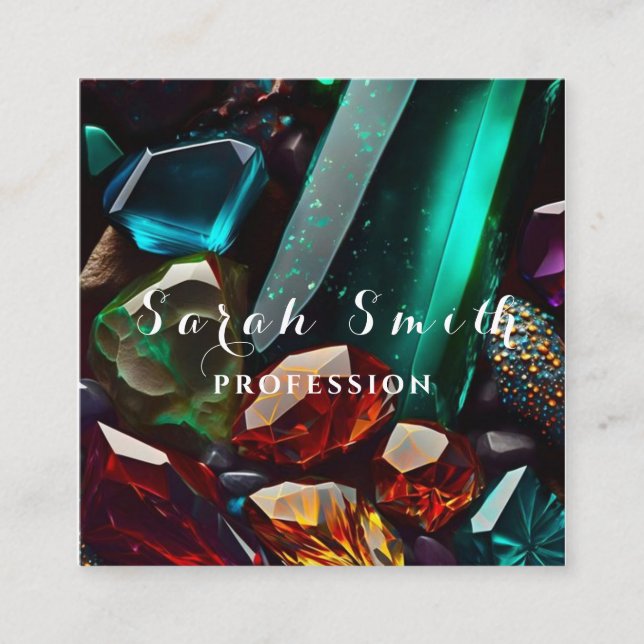 Gorgous Crystals and Minerals Emerald-Grönt Fyrkantigt Visitkort (Framsida)