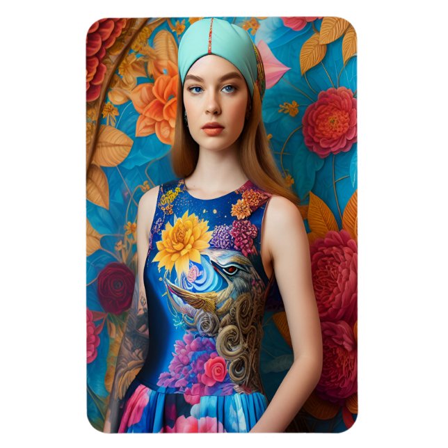 Gorgous dam med tatuering magnet (Vertikal)