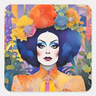 Gorgous Drag Queen Fyrkantigt Klistermärke