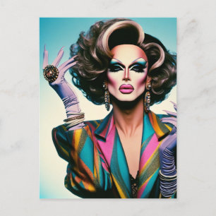 Gorgous Drag Queen i en färgfull Jacka Vykort