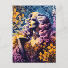 Gorgous Drag Queen in Flowers Vykort