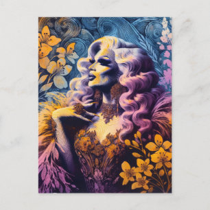 Gorgous Drag Queen in Flowers Vykort