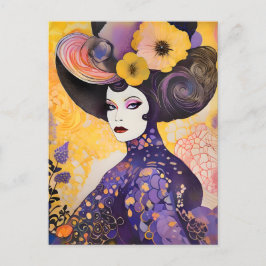 Gorgous Drag Queen Klimt Stil Vykort