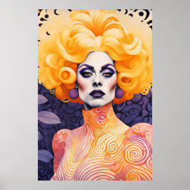 Gorgous Drag Queen Red Hair Poster