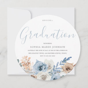 Gorgous Dusty Blue Boho Studenten-inbjudan Inbjudningar