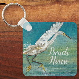 Gorgous Egret Coastal Bird Art Nyckelring