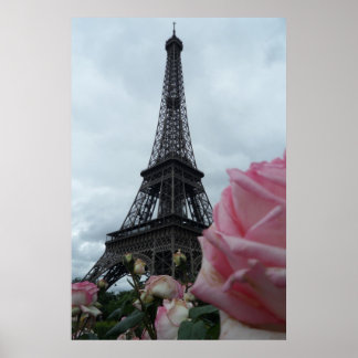 Gorgous Eiffel Torn med Rosa ros Paris Poster