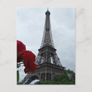 Gorgous Eiffel Torn Post Card Röd ros Vykort
