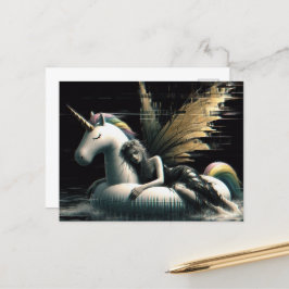 Gorgous Fairy sover på Unicorn bassäng flyter glit Vykort